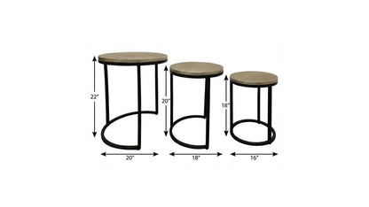 Set Of Three 19" Black And Silver Round Nested Tables HomeRoots