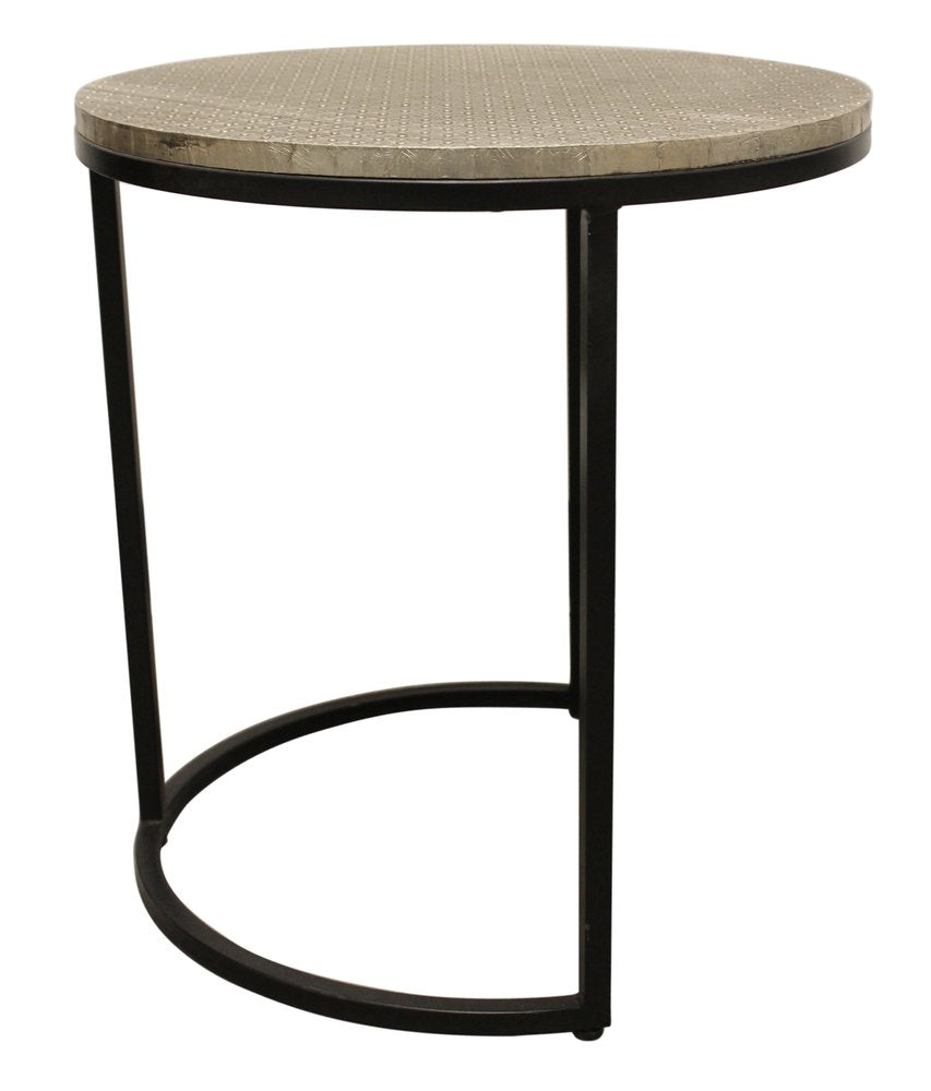 Set Of Three 19" Black And Silver Round Nested Tables HomeRoots