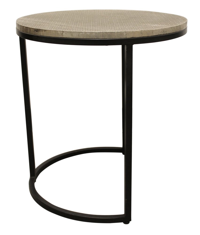 Set Of Three 19" Black And Silver Round Nested Tables — view 5