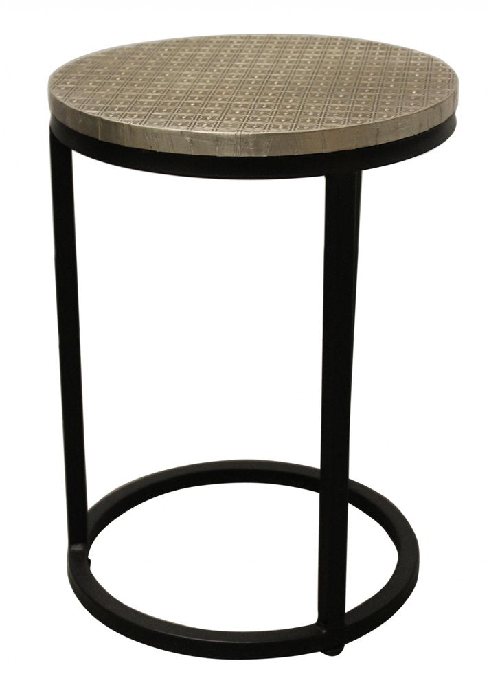 Set Of Three 19" Black And Silver Round Nested Tables HomeRoots