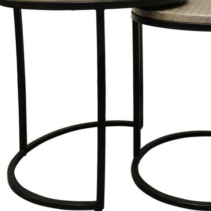 Set Of Three 19" Black And Silver Round Nested Tables HomeRoots