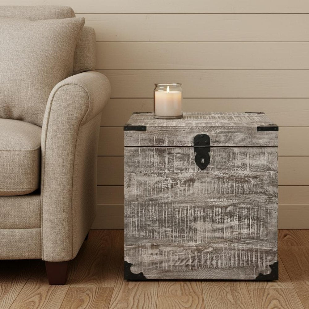 20" Gray Solid Wood Square End Table HomeRoots