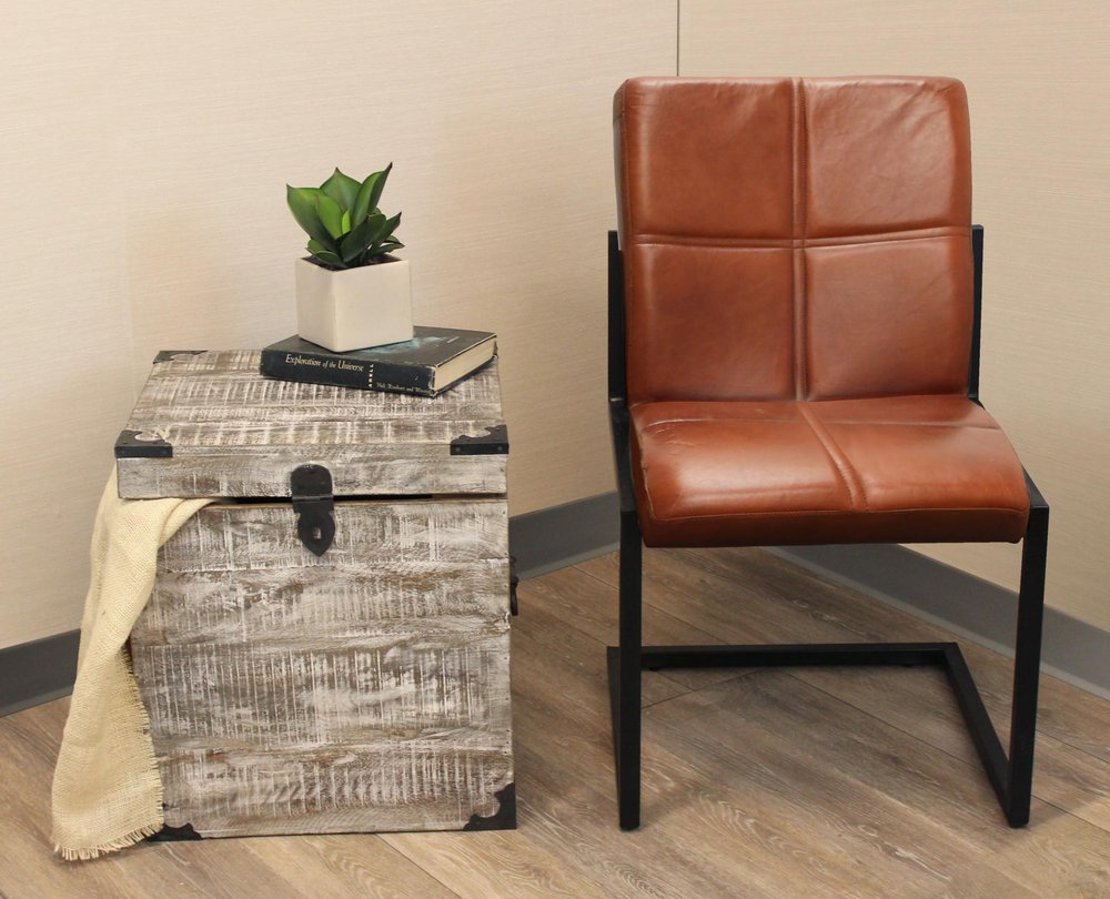 20" Gray Distressed Solid Wood Square Trunk Storage End Table — view 1