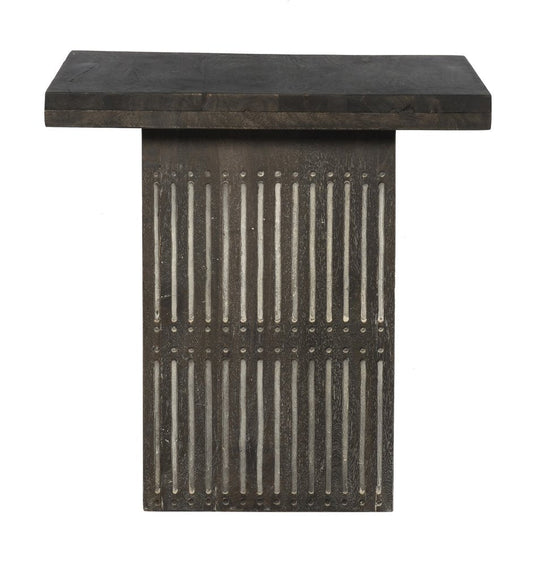 24" Antique Brown Solid Wood Square End Table HomeRoots