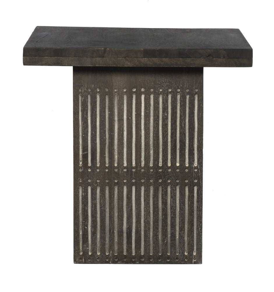 24" Antique Brown Solid Wood Square End Table HomeRoots