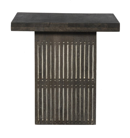 24" Antique Brown Solid Wood Square End Table HomeRoots