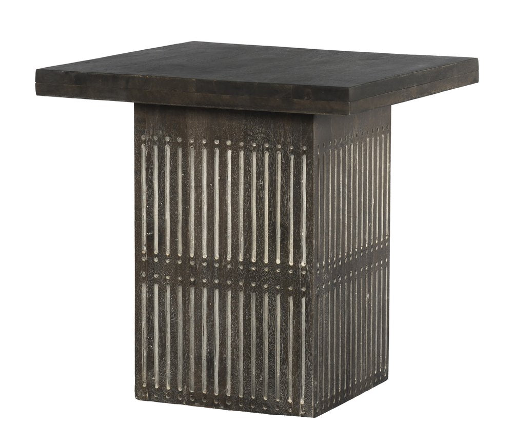 24" Antique Brown Solid Wood Square End Table HomeRoots