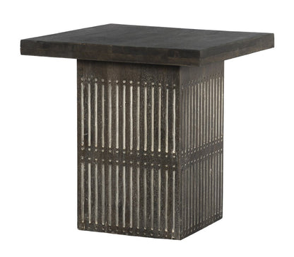 24" Antique Brown Solid Wood Square End Table HomeRoots