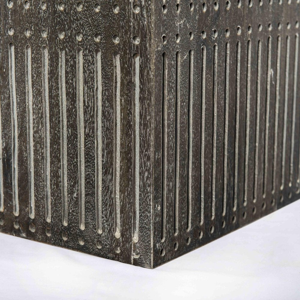 24" Antique Brown Solid Wood Square End Table HomeRoots