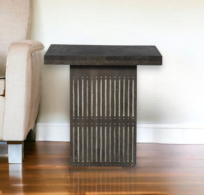 24" Antique Brown Solid Wood Square End Table HomeRoots