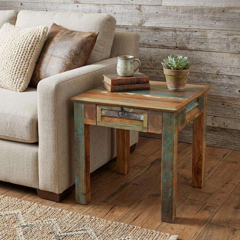 24" Brown Solid Wood Square End Table With Drawer HomeRoots