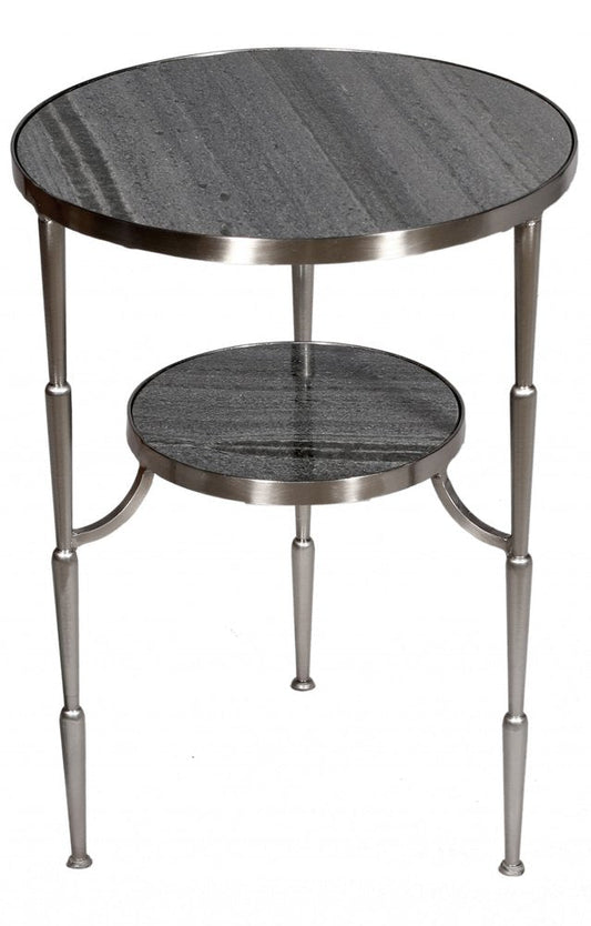 22" Nickel Marble And Iron Round End Table HomeRoots