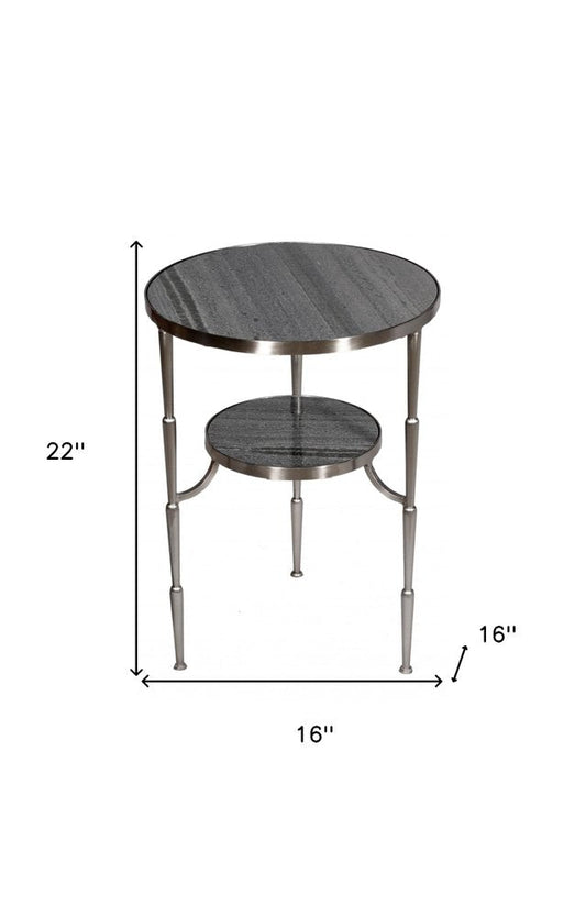 22" Nickel Marble And Iron Round End Table HomeRoots