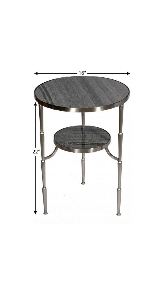 22" Nickel Marble And Iron Round End Table HomeRoots