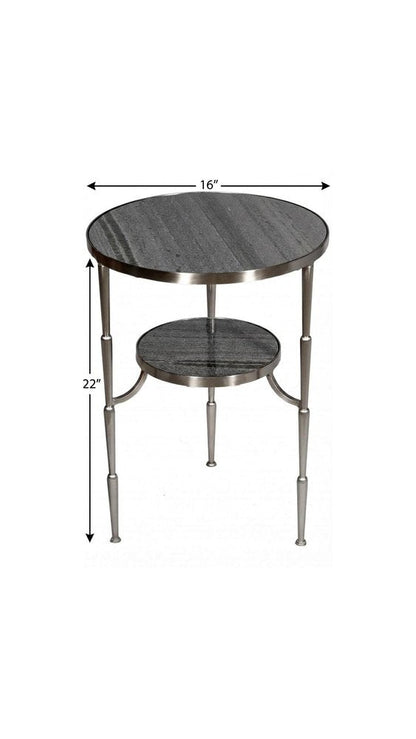 22" Nickel Marble And Iron Round End Table HomeRoots