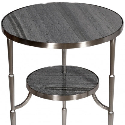 22" Nickel Marble And Iron Round End Table HomeRoots