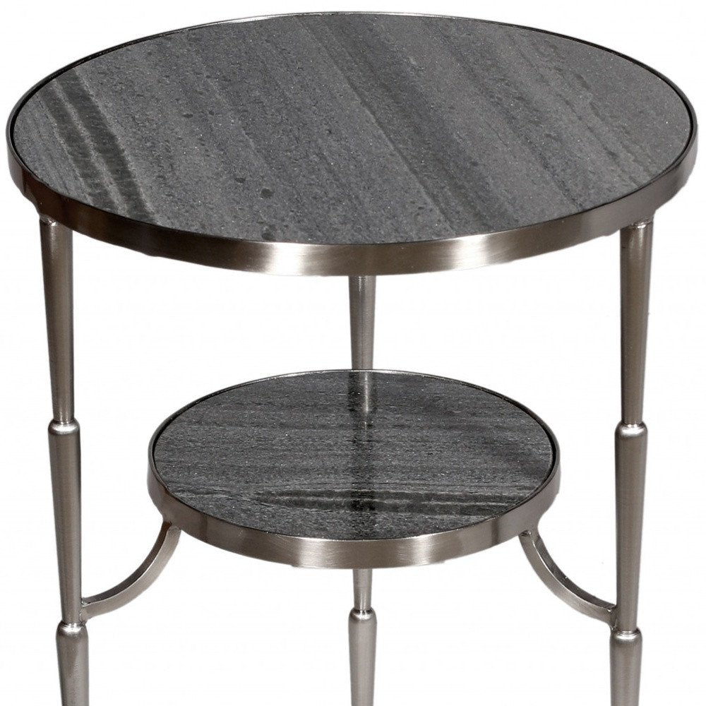 22" Nickel Marble And Iron Round End Table HomeRoots