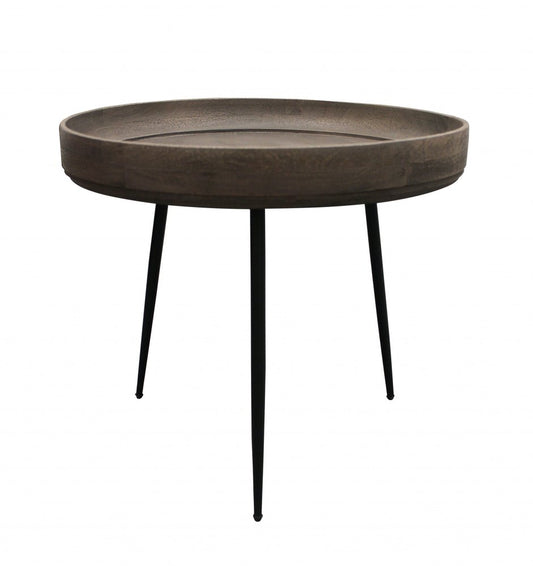 18" Black And Gray Solid Wood And Iron Round End Table HomeRoots