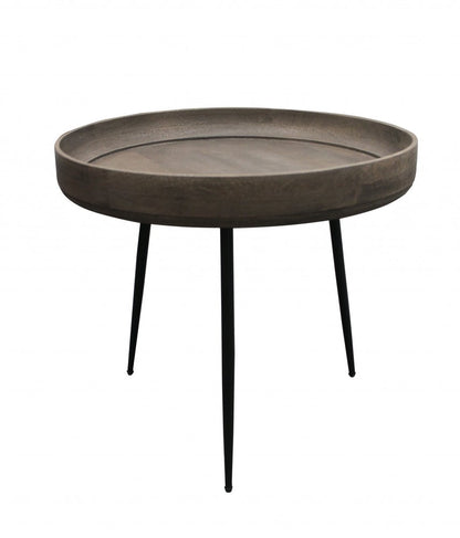 18" Black And Gray Solid Wood And Iron Round End Table HomeRoots