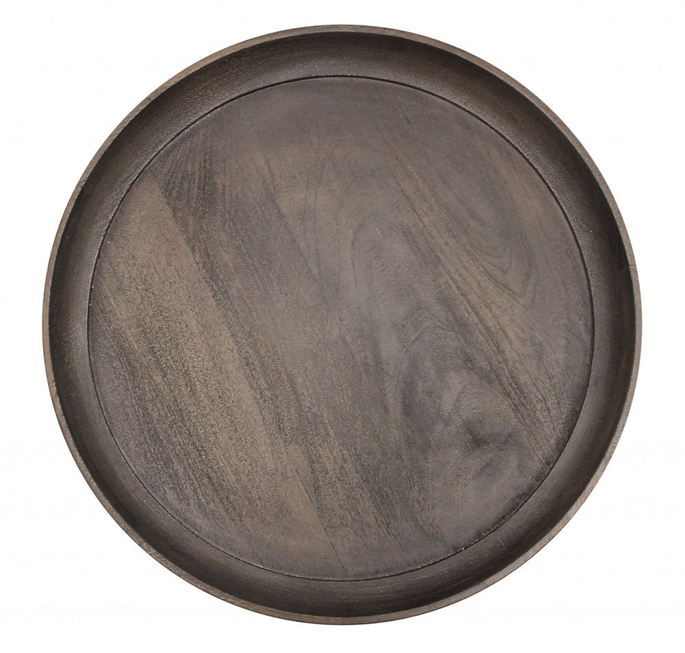 18" Black And Gray Solid Wood And Iron Round End Table HomeRoots