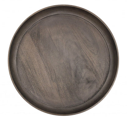 18" Black And Gray Solid Wood And Iron Round End Table HomeRoots