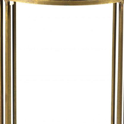 23" Gold And Black Marble And Iron Round End Table HomeRoots