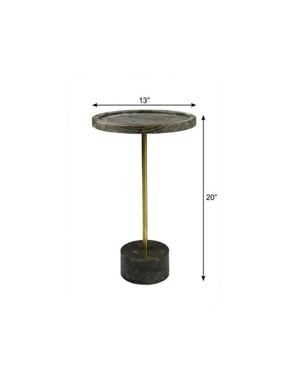 20" Black And Brown Solid Wood And Marble Round End Table HomeRoots