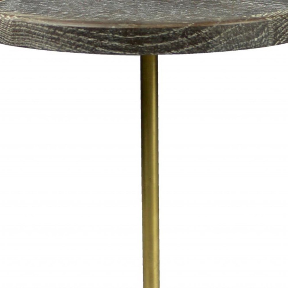 20" Black And Brown Solid Wood And Marble Round End Table HomeRoots
