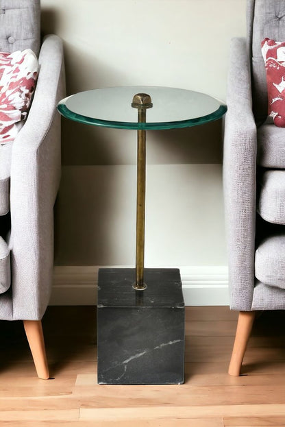 22" Black And Clear Glass Round End Table HomeRoots