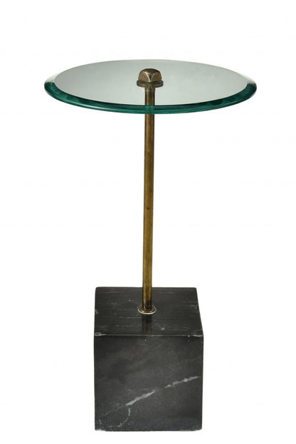 22" Black And Clear Glass Round End Table HomeRoots