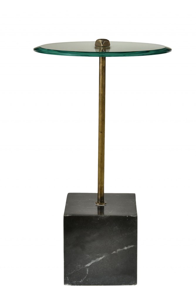 22" Black And Clear Glass Round End Table — view 2