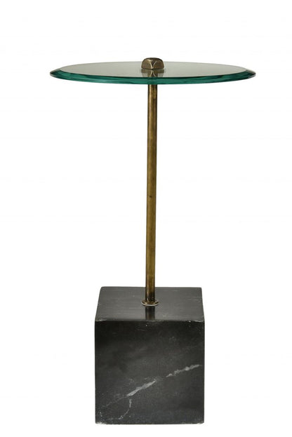 22" Black And Clear Glass Round End Table HomeRoots