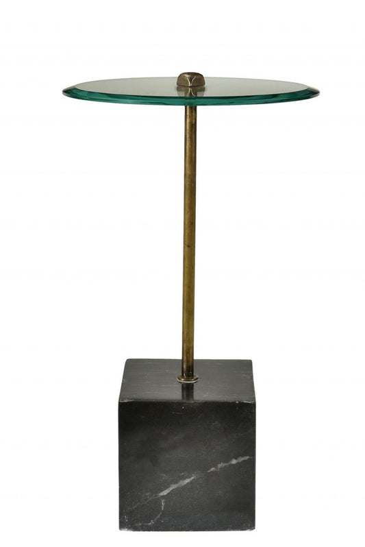 22" Black And Clear Glass Round End Table HomeRoots