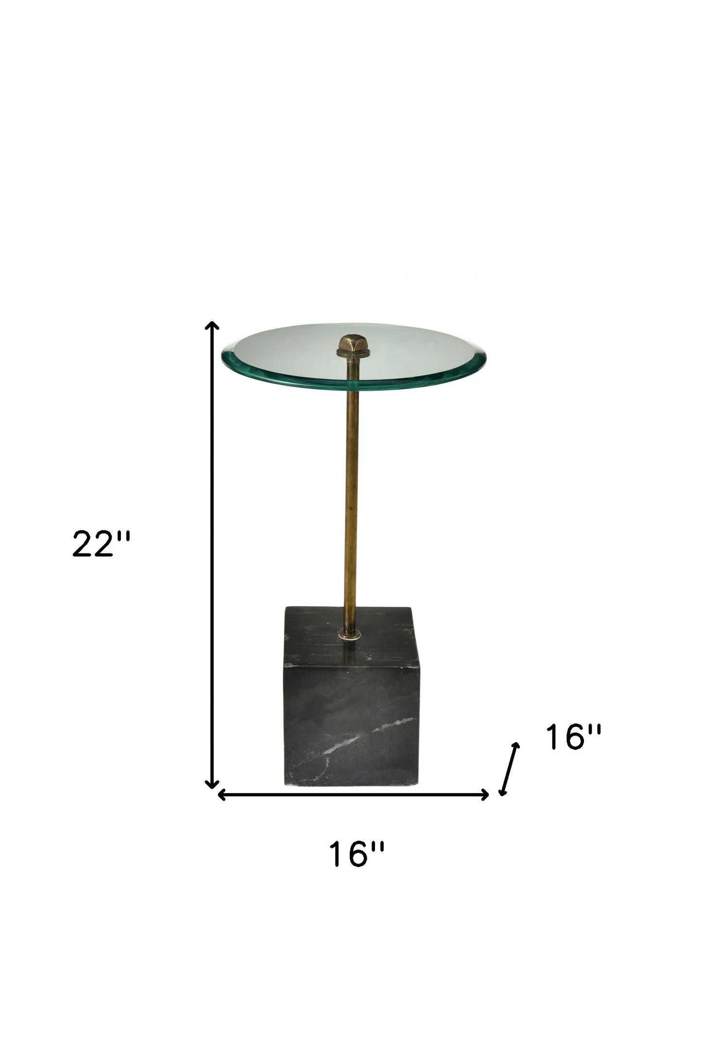 22" Black And Clear Glass Round End Table