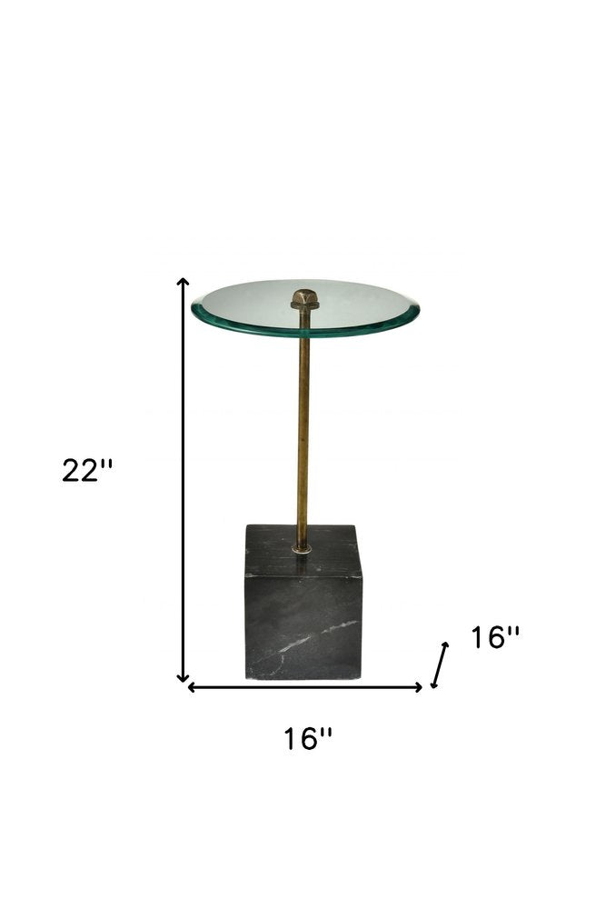 22" Black And Clear Glass Round End Table HomeRoots