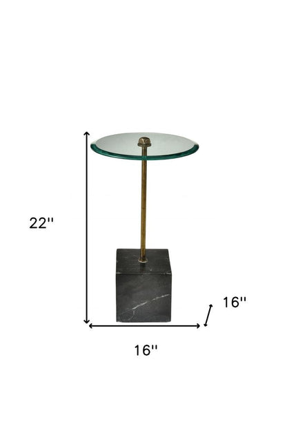 22" Black And Clear Glass Round End Table HomeRoots