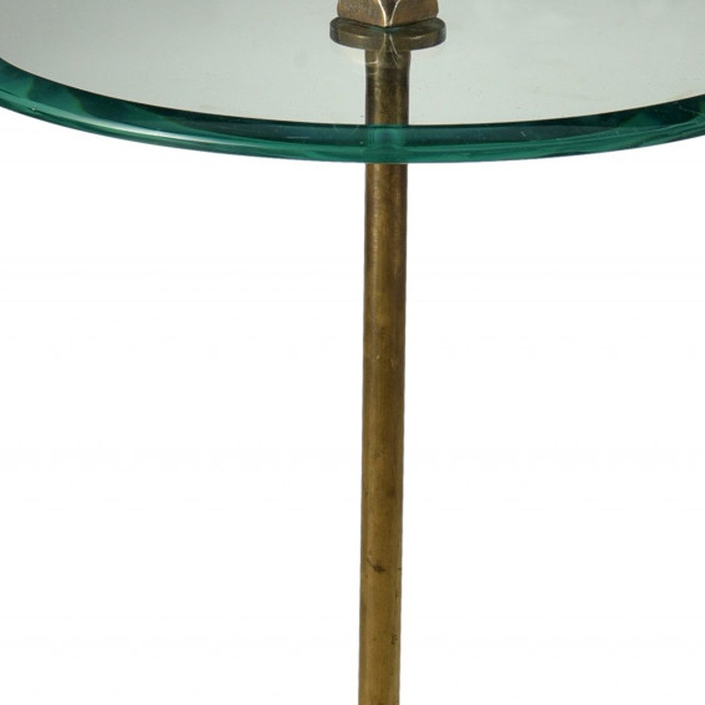22" Black And Clear Glass Round End Table — view 4
