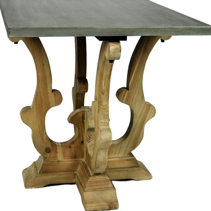 24" Natural Brown And Gray Metal And Solid Wood Square End Table HomeRoots