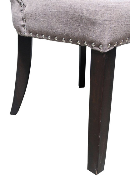 32" Taupe And Dark Brown Linen Tufted Side Chair HomeRoots