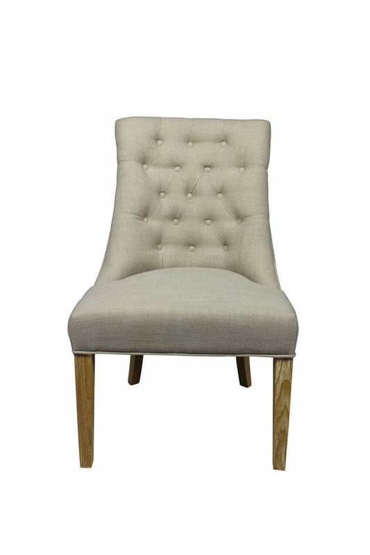 28" Taupe And Natural Upholstered Tufted Side Chair HomeRoots