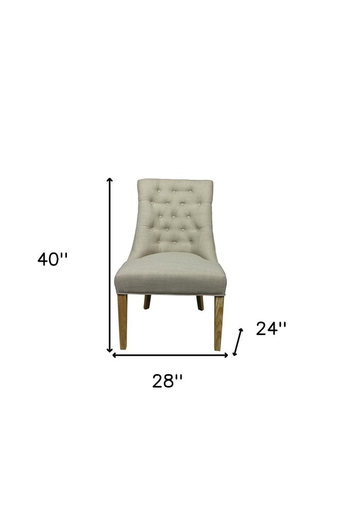 28" Taupe And Natural Upholstered Tufted Side Chair HomeRoots