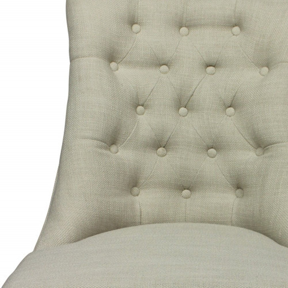 28" Taupe And Natural Upholstered Tufted Side Chair HomeRoots
