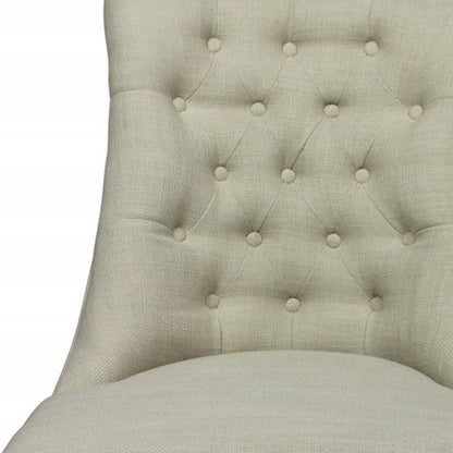 28" Taupe And Natural Upholstered Tufted Side Chair HomeRoots
