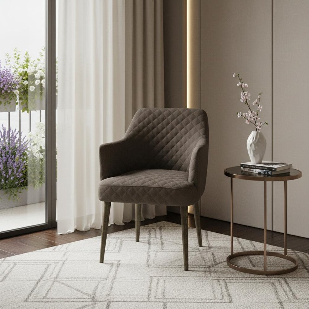 23" Gray Polyester Blend And Natural Solid Color Side Chair HomeRoots