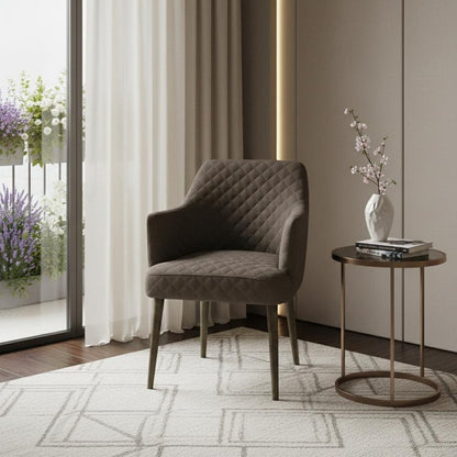 23" Gray Polyester Blend And Natural Solid Color Side Chair HomeRoots