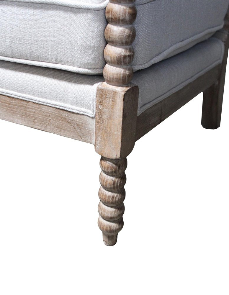 25" Ivory Cushion And Natural Beaded Arm Chair — view 2