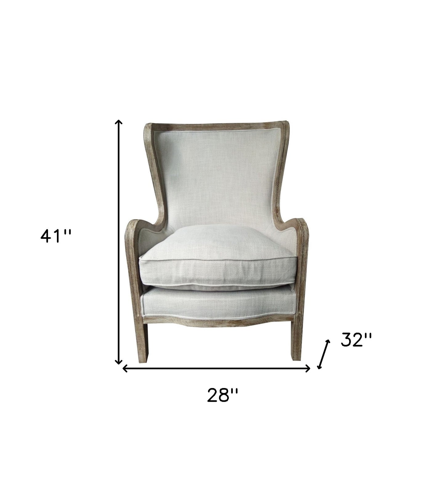 28" Ivory Taupe Linen Solid Color Lounge Chair