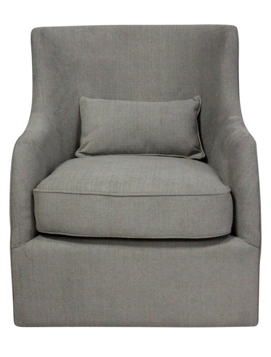30" Gray Polyester Blend Solid Color Swivel Arm Chair HomeRoots