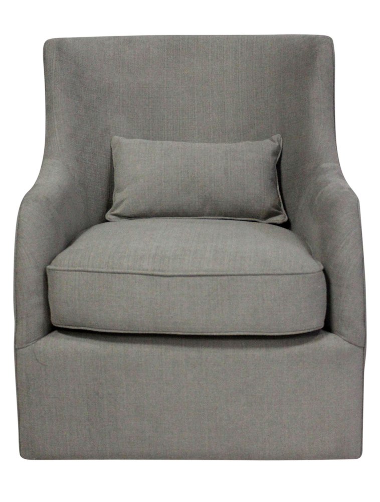30" Gray Polyester Blend Solid Color Swivel Arm Chair HomeRoots