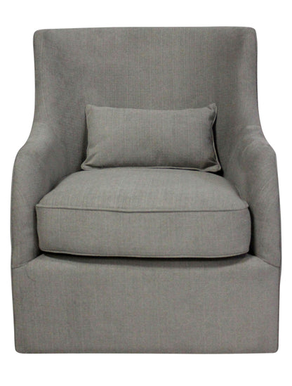 30" Gray Polyester Blend Solid Color Swivel Arm Chair